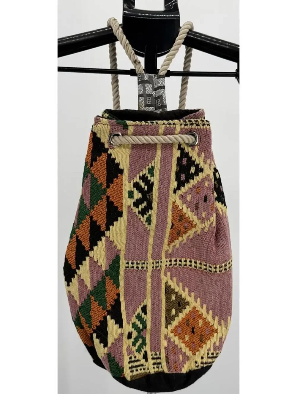 Vintage Geometric Pattern Woven Backpack Rope‎ Strap Bohemian Style